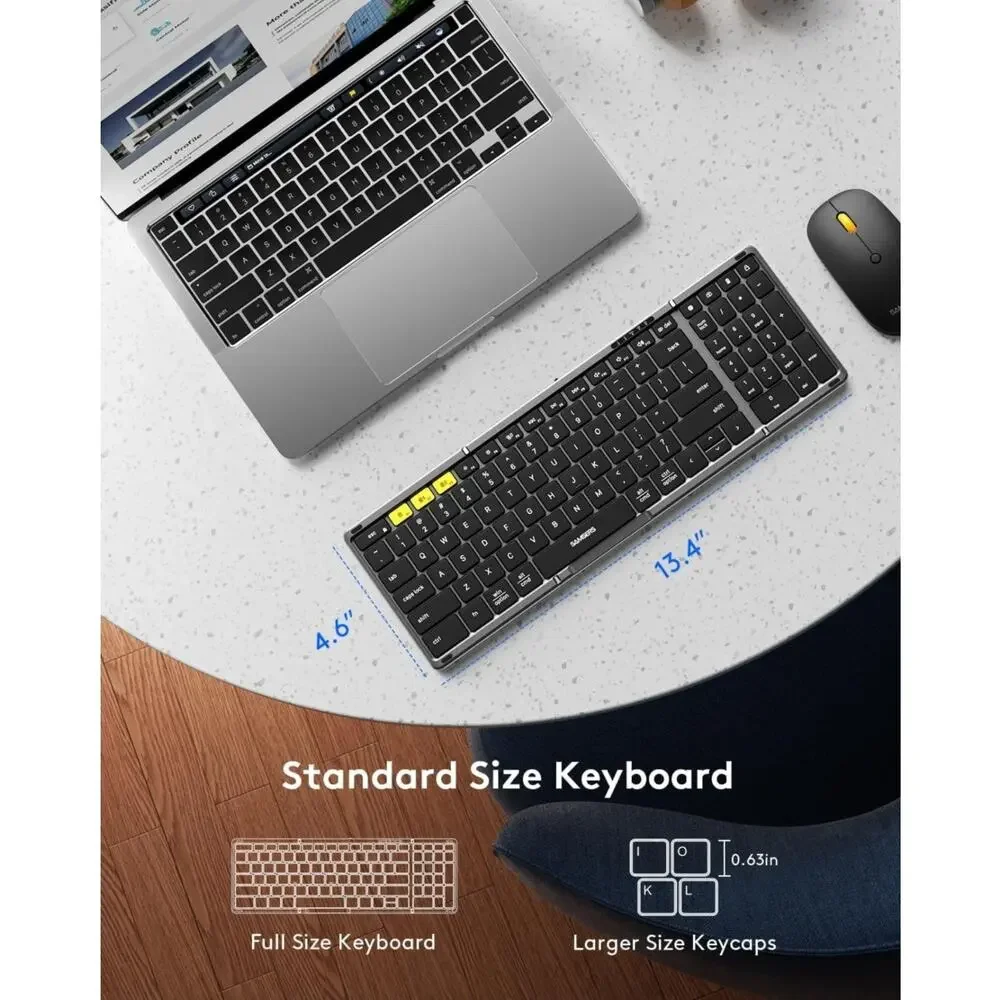 Samsers Foldable Bluetooth Keyboard & Mouse Combo USB-C Rechargeable Open Box